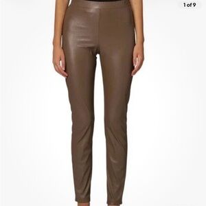 Max Mara Leisure Ornella Faux Leather Slim Pants Leggings Brown Med
